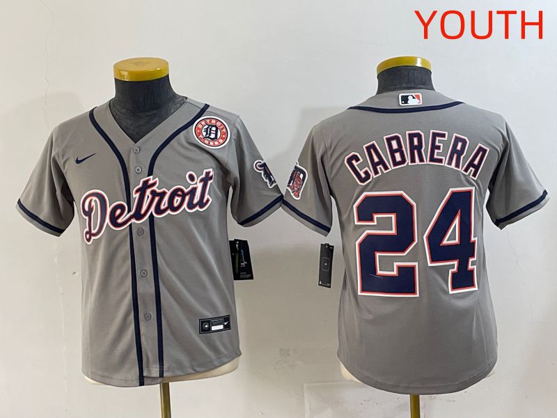 Youth 2025 Detroit Tigers 24 Cabrera Grey Game Nike MLB Jersey style 7